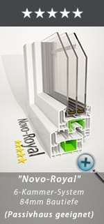 Kunststofffenster "Novo-Royal" 6-Kammer-System 84mm Bautiefe
