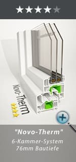 Kunststofffenster "Novo-Therm" 6-Kammer-System 76mm Bautiefe