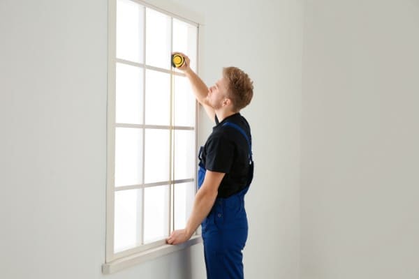 Mann ermittelt Fensterhöhe