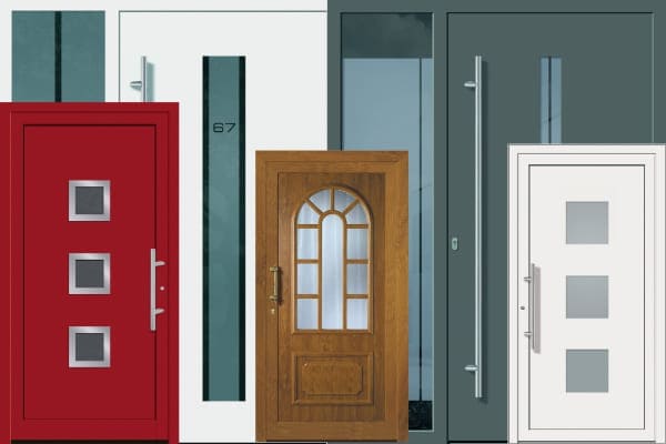 Auswahl an Kunststoffhaustüren auf die diese Produktinformation beispielhaft zutrifft.