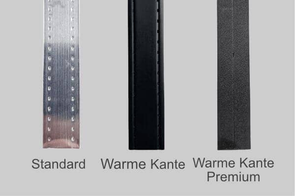 Bessere Wert durch verschiedene Warme Kanten und Randverbund in schwarz, alu, silber und swiss spacer.