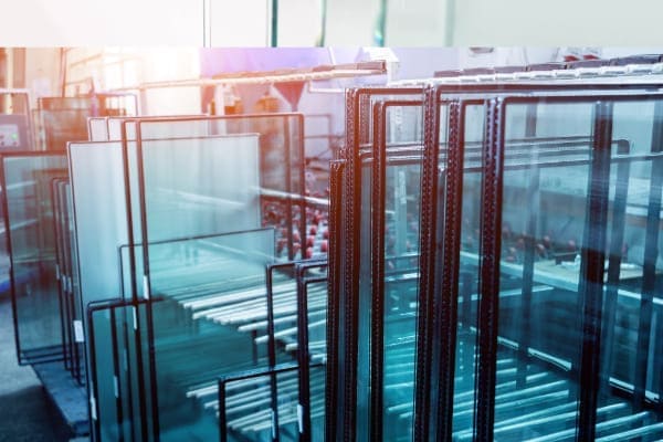 Verschiedene Isolierglasscheiben für Balkontüren aus Kunststoff.