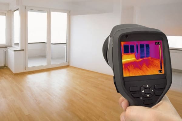 Wärmebildkamera misst die U-Werte der Fenster. Wärmebildkamera misst die U-Werte der Fenster.