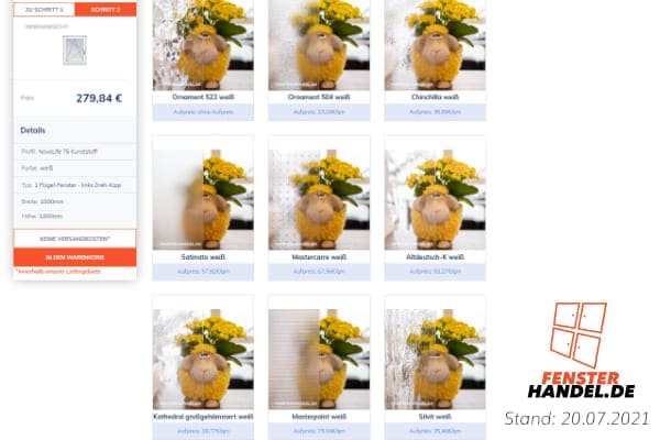 Große Auswahl an Ornamentglas