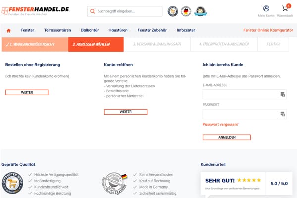Vorgehen bei der Bestellung und Kofiguration bei fensterhandel.de Vorgehen bei der Bestellung und Kofiguration bei fensterhandel.de