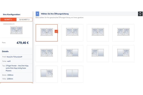 FensterHandel.de 2-flügelige Fenster Punkt sieben Öffnungsrichtungen.