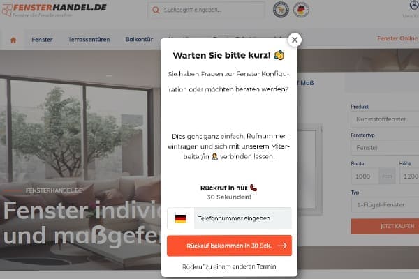 FensterHandel.de Startseite mit dem Super Tool Sofortrückruf. FensterHandel.de Startseite mit dem Super Tool Sofortrückruf.