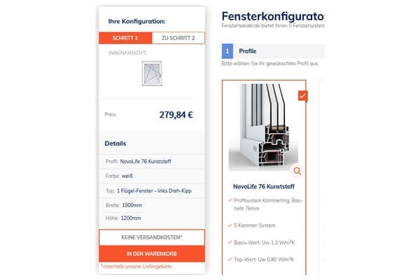 FensterHandel online Konfigurator. FensterHandel online Konfigurator.