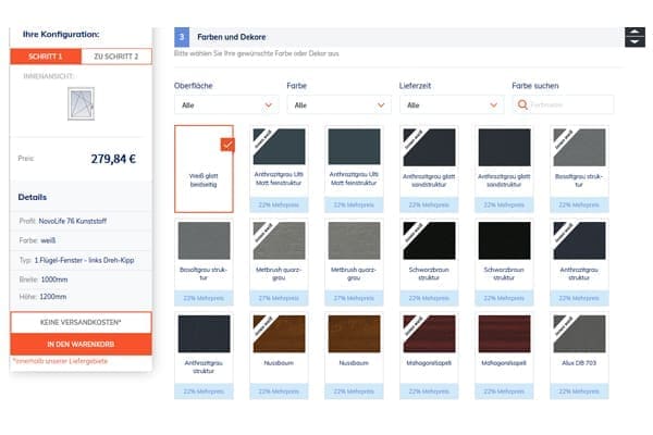 FensterHandel online Konfigurator Farben und Dekore. FensterHandel online Konfigurator Farben und Dekore.