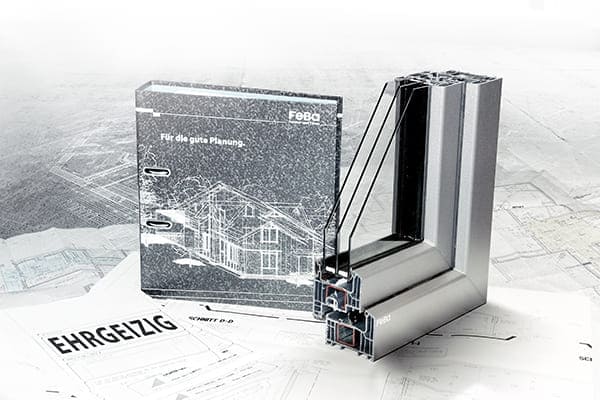 Feba Bild mit Fensterprofil und technischen Daten Ordner.
