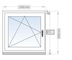 Kunststofffenster Links Dreh-Kipp - 1000mm x 1000 