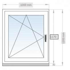 Kunststofffenster Links Dreh-Kipp - 1000mm x 1200 