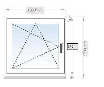 Kunststofffenster Links Dreh-Kipp - 1000mm x 1000 