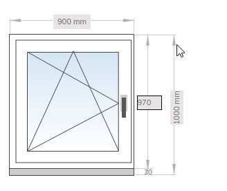 Kunststofffenster Links Dreh-Kipp - 900mm x 1000 